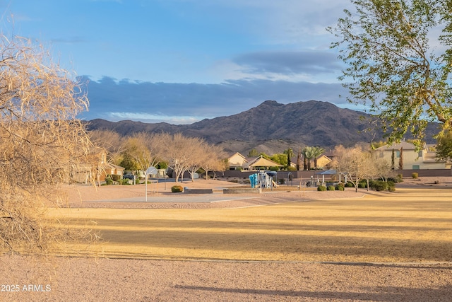 property view of mountains with a residential view