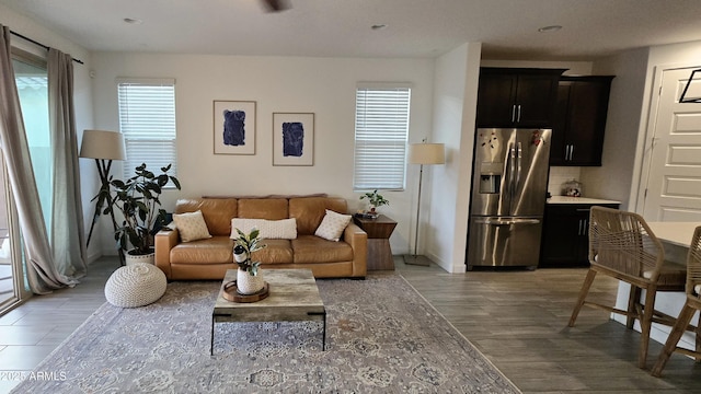 living room featuring light wood-type flooring