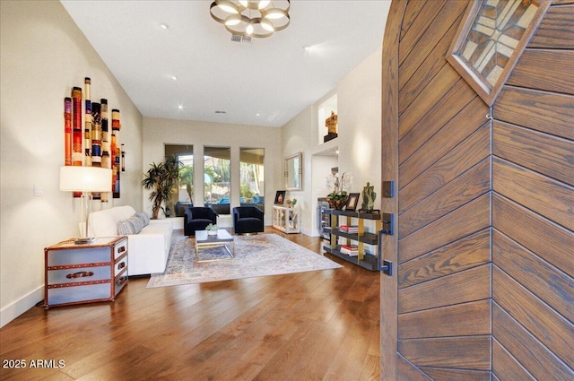 living room featuring hardwood / wood-style flooring