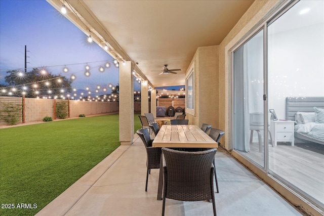 3604 E Derringer Way, Gilbert, AZ 85297 - view of patio / terrace featuring a ceiling fan and outdoor dining space