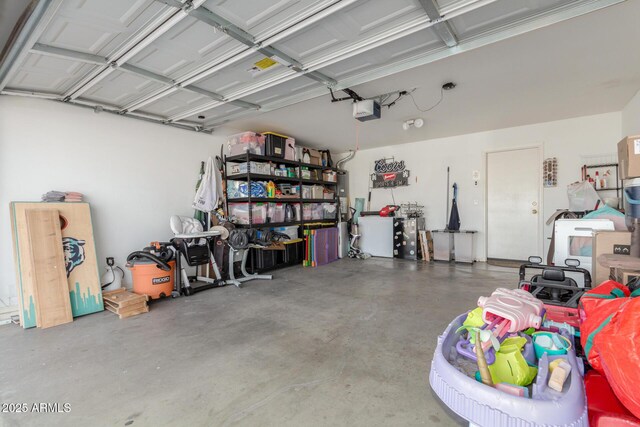 garage with a garage door opener