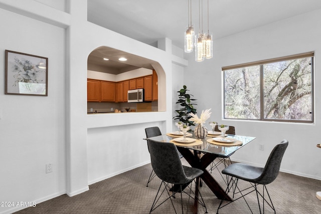 view of carpeted dining room