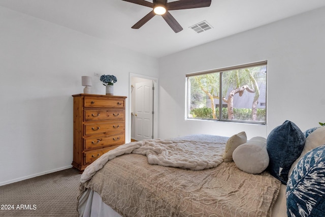 bedroom with carpet and ceiling fan