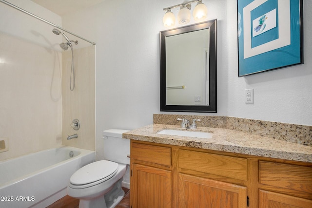 full bathroom featuring vanity, toilet, and shower / bathing tub combination