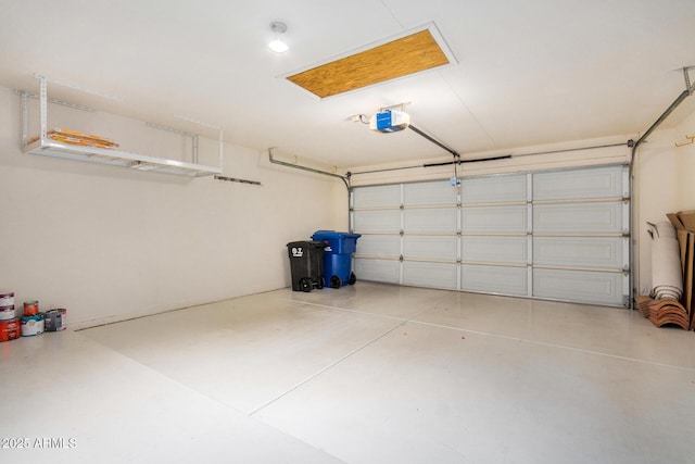 garage with a garage door opener