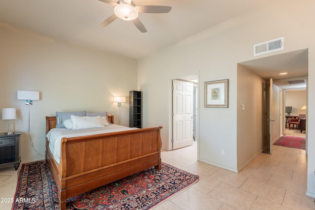 2413 E Rancho Dr, Phoenix, AZ 85016 - bedroom featuring light tile patterned floors, a ceiling fan, and baseboards