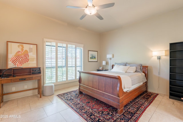 2413 E Rancho Dr, Phoenix, AZ 85016 - bedroom with light tile patterned flooring and a ceiling fan