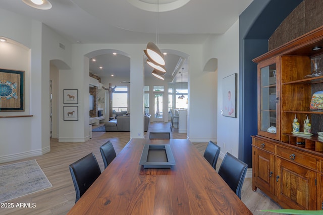 dining area featuring light hardwood / wood-style floors