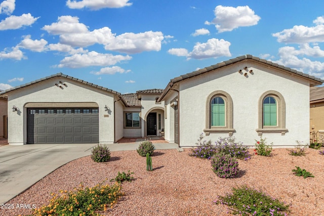 3089 N 200th Ave, Buckeye, AZ 85396 - mediterranean / spanish-style home featuring a tiled roof, driveway, a garage, and stucco siding