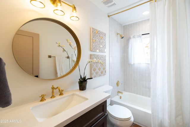 1309 W Lynwood St, Phoenix, AZ 85007 - bathroom featuring shower / bath combination with curtain, toilet, and vanity