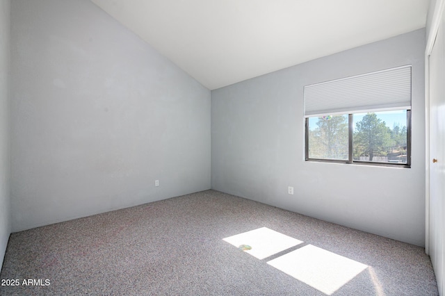 empty room featuring vaulted ceiling and carpet floors