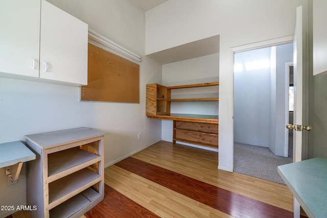 walk in closet with wood finished floors