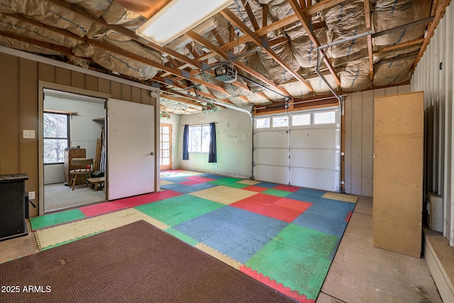 garage with a garage door opener