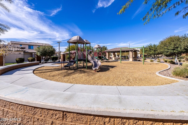 view of jungle gym with a gazebo