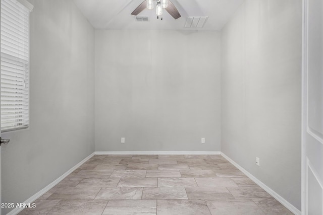 unfurnished room featuring ceiling fan