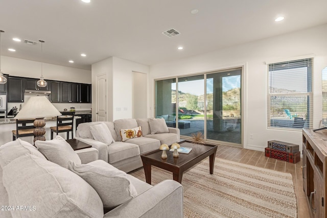 living room featuring light hardwood / wood-style floors