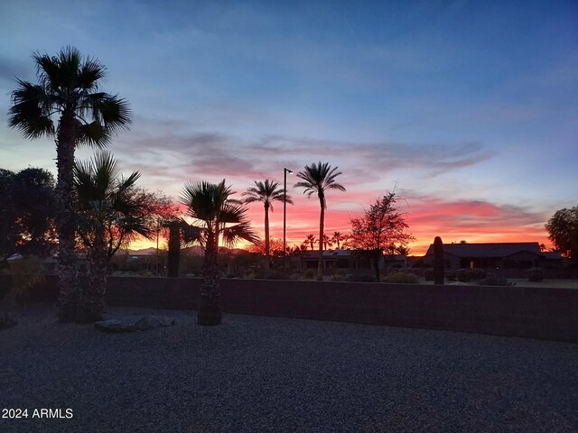 view of yard at dusk