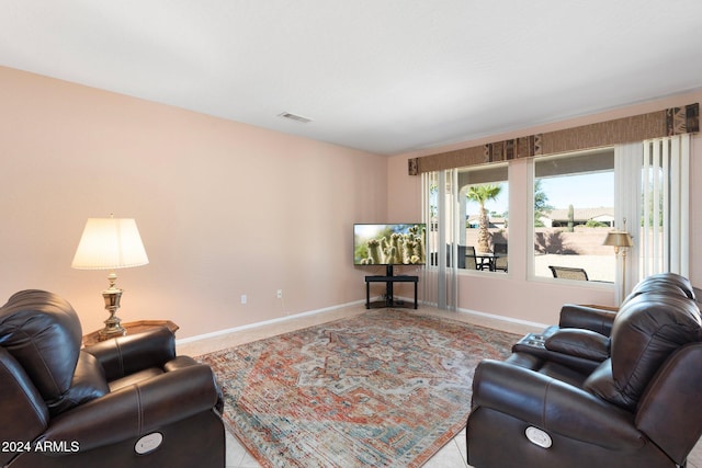 view of tiled living room