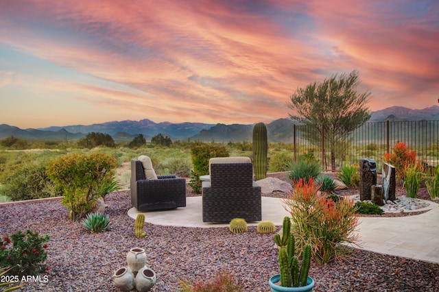 exterior space featuring a mountain view