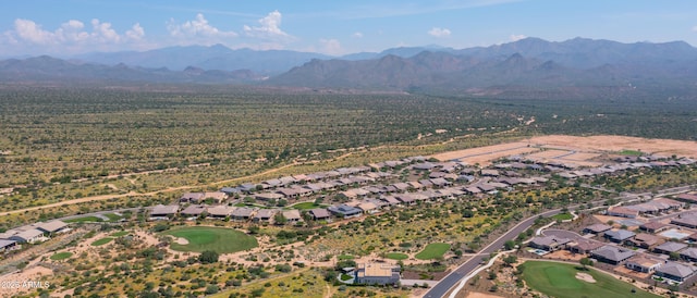 bird's eye view with a mountain view