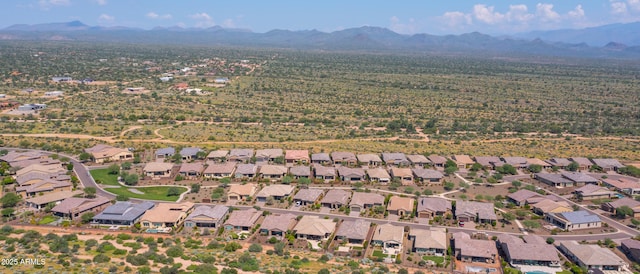 birds eye view of property featuring a mountain view