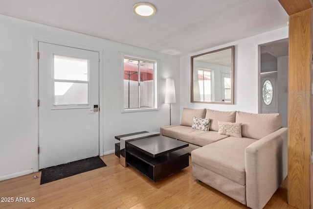 living room with light hardwood / wood-style floors