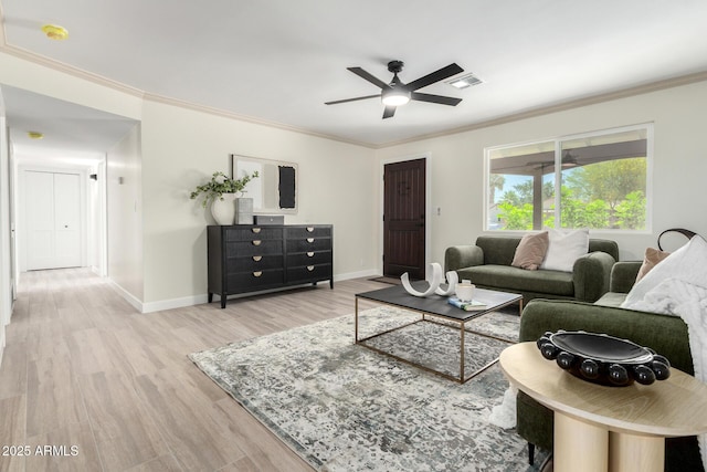 3050 E Cholla St E, Phoenix, AZ 85028 - living area featuring wood finished floors, a ceiling fan, and ornamental molding