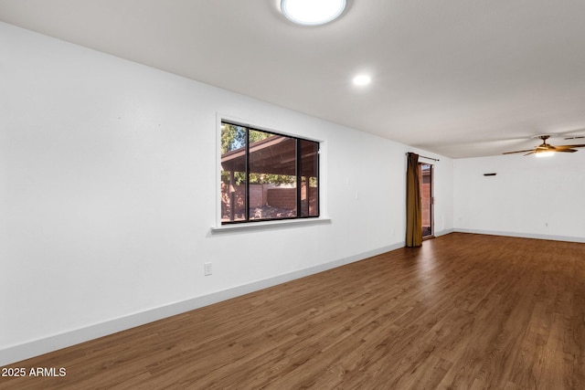 14215 N 36th Way, Phoenix, AZ 85032 - empty room featuring wood finished floors, baseboards, a ceiling fan, and recessed lighting