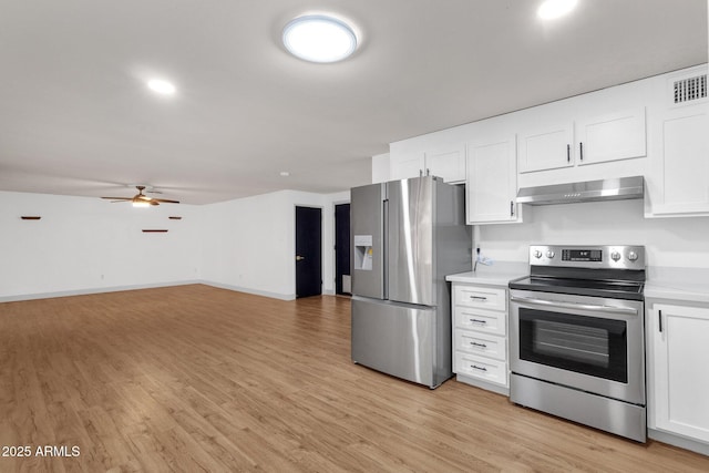 14215 N 36th Way, Phoenix, AZ 85032 - kitchen with stainless steel appliances, exhaust hood, light countertops, and white cabinets