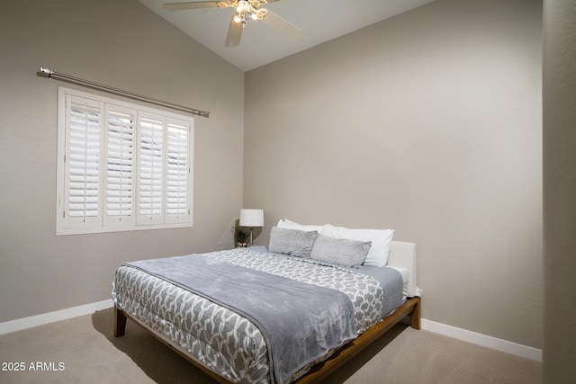 14424 N 64th Pl, Scottsdale, AZ 85254 - bedroom featuring vaulted ceiling, carpet floors, baseboards, and a ceiling fan
