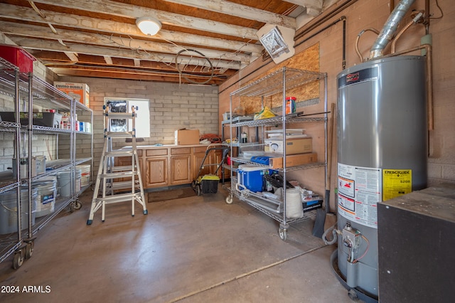 basement with gas water heater