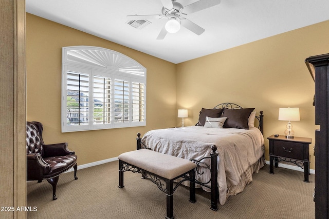 13827 N Mesquite Ln, Fountain Hills, AZ 85268 - bedroom featuring ceiling fan, visible vents, baseboards, and carpet