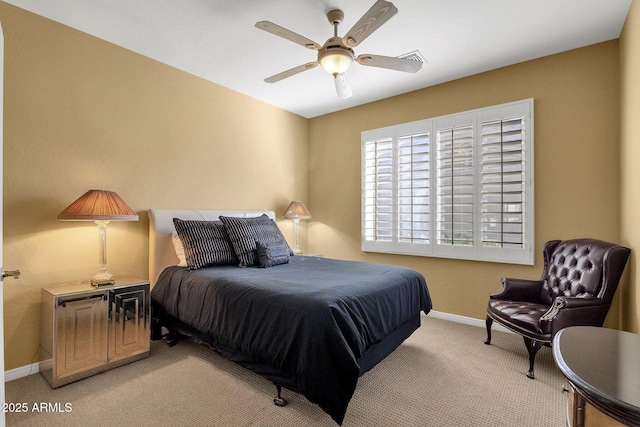 13827 N Mesquite Ln, Fountain Hills, AZ 85268 - bedroom with carpet, baseboards, and a ceiling fan