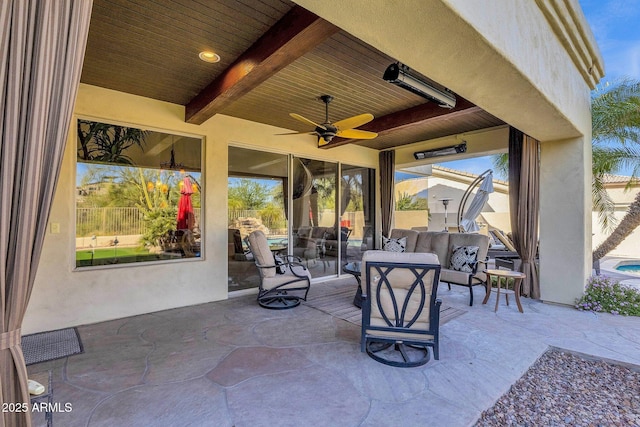 13827 N Mesquite Ln, Fountain Hills, AZ 85268 - view of patio featuring an outdoor hangout area and a ceiling fan