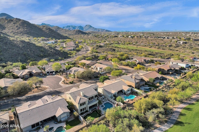 13827 N Mesquite Ln, Fountain Hills, AZ 85268 - birds eye view of property featuring a mountain view and a residential view