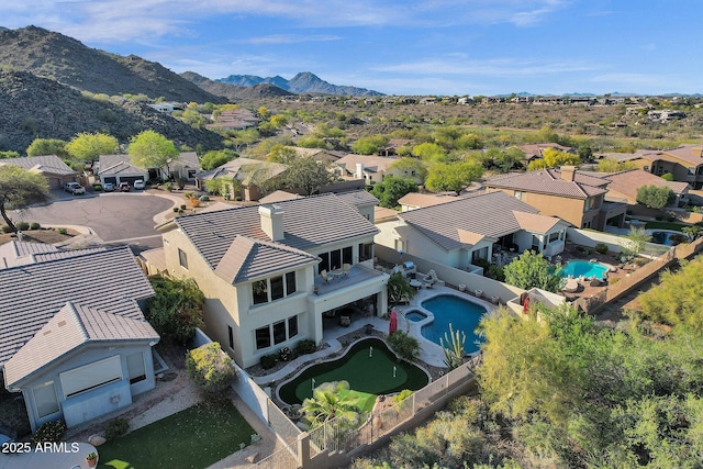 13827 N Mesquite Ln, Fountain Hills, AZ 85268 - aerial view with a residential view and a mountain view