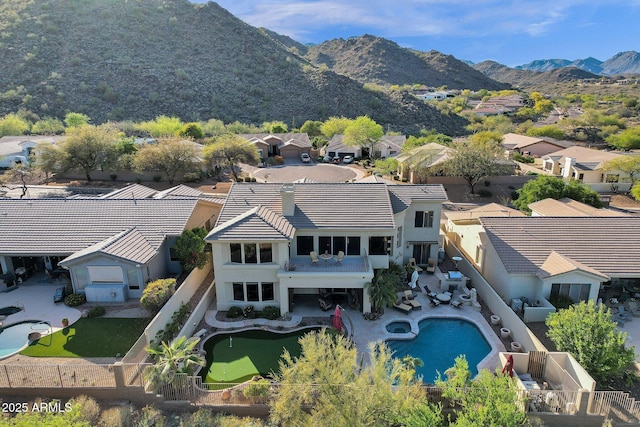 13827 N Mesquite Ln, Fountain Hills, AZ 85268 - drone / aerial view with a mountain view and a residential view