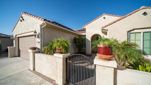 exterior space featuring a garage