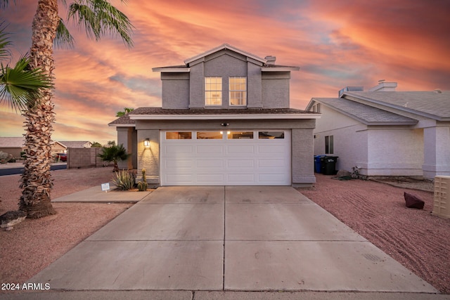 view of property with a garage