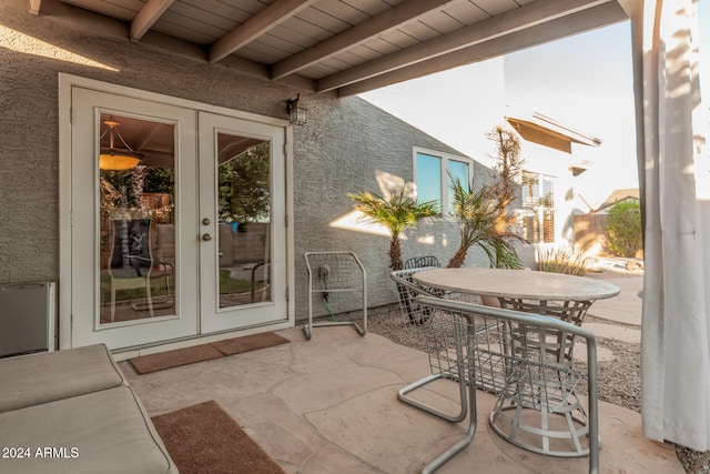 view of patio featuring french doors