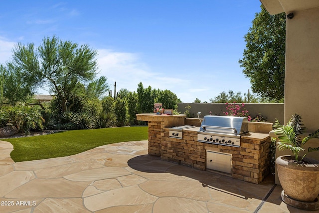 view of patio / terrace featuring grilling area and exterior kitchen