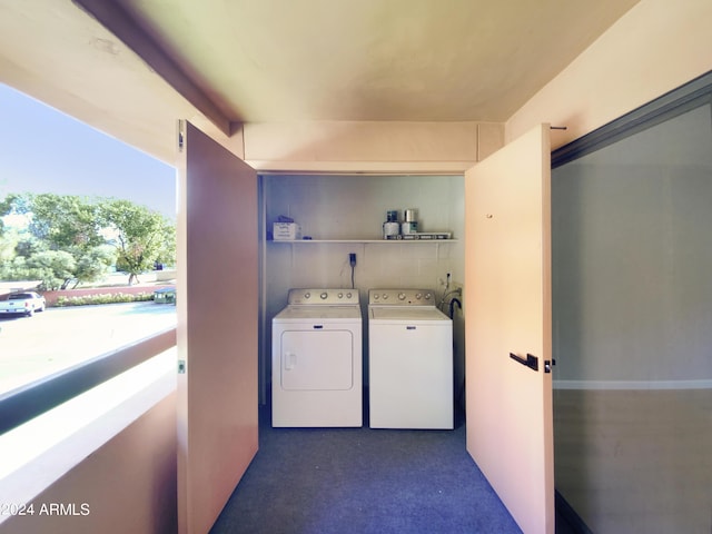 clothes washing area with laundry area and washing machine and dryer