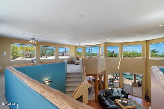 25483 N Wrangler Rd, Scottsdale, AZ 85255 - living area with a ceiling fan, healthy amount of natural light, and recessed lighting
