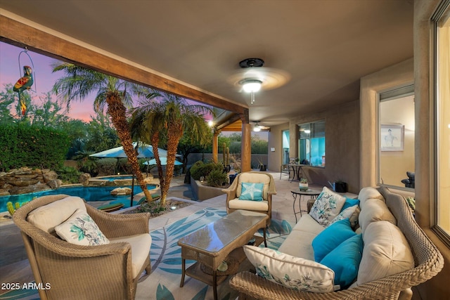 25483 N Wrangler Rd, Scottsdale, AZ 85255 - view of patio / terrace featuring outdoor lounge area and a fenced backyard