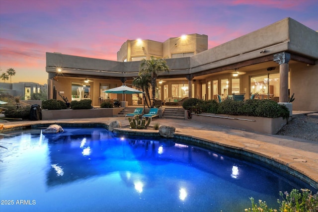 25483 N Wrangler Rd, Scottsdale, AZ 85255 - swimming pool with a patio and ceiling fan