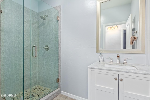 1442 W Laurel Ave, Gilbert, AZ 85233 - full bathroom with a stall shower, vanity, and wood finished floors