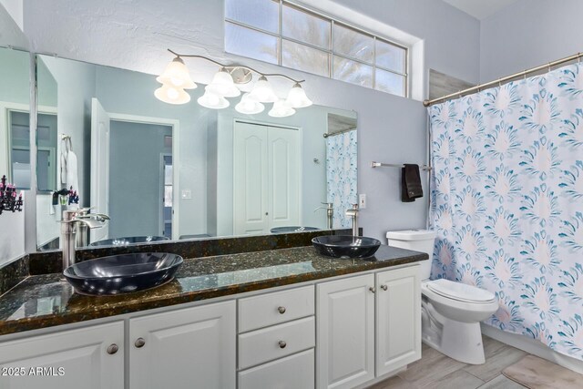 1442 W Laurel Ave, Gilbert, AZ 85233 - full bathroom with toilet, double vanity, and a shower with curtain