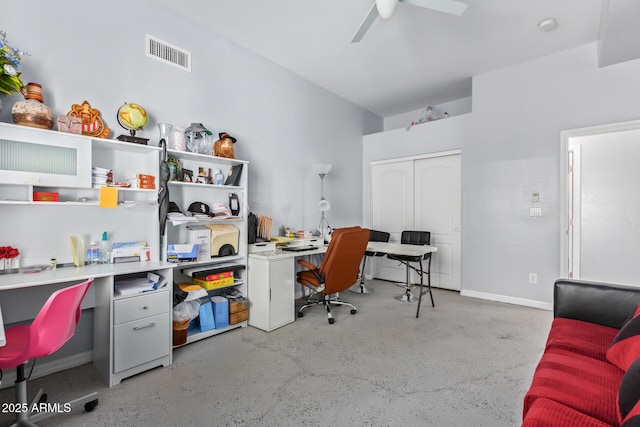 1442 W Laurel Ave, Gilbert, AZ 85233 - office space with a ceiling fan, concrete floors, and baseboards