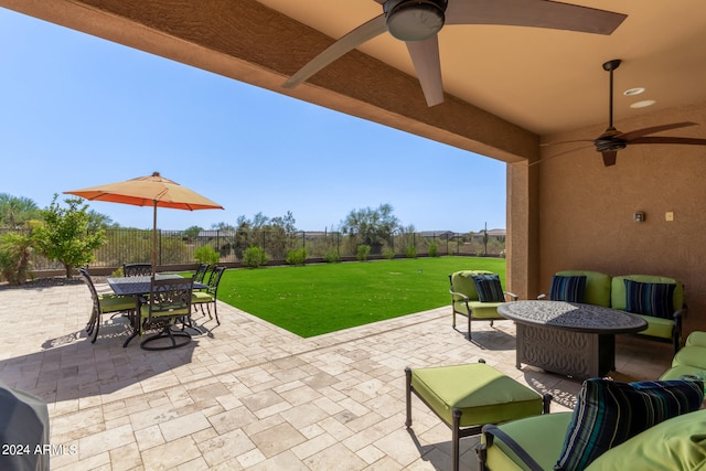 view of patio / terrace with ceiling fan