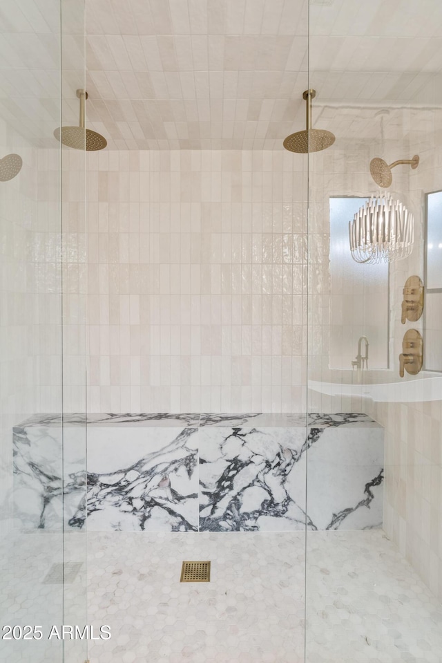 24645 N 117th St, Scottsdale, AZ 85255 - full bathroom with tiled shower and a chandelier